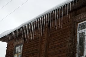 Icicles on the roof of a building