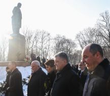 Stepan Kubiv, Marina Poroshenko, Petro Poroshenko and Andriy Parubiy