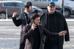 Volodymyr Zelensky, Yevhen Koshovy and Yuriy Koryavchenkov