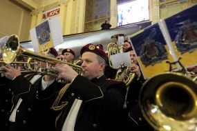 Musical performance of a military band and choir