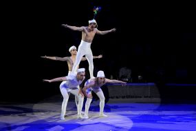 Acrobats on the arena of the circus