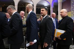 Andriy Parubiy, Arseniy Yatsenyuk, Volodymyr Groisman and Oleksandr Turchynov