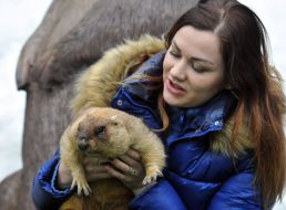 Nadezhda Tokarskaya and marmot Timka