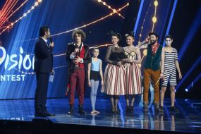 Sergey Pritula and members of the Ukrainian rock band Letay