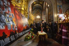 Maryna Poroshenko and Mikhail Poroshenko in the Mikhailovsky Cathedral