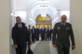 Oleksandr Turchinov, Petro Poroshenko, Viktor Muzhenko and Stepan Poltorak