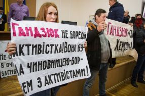 Activists with posters