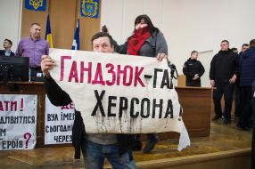 Activists with posters