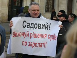 Participant of the action with posters