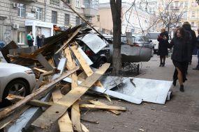 Последствия сильных порывов ветра в Киеве