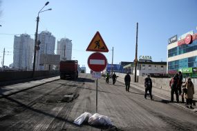 Road signs "Repair work" and "Travel is prohibited"