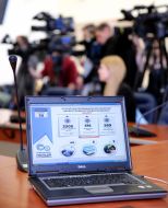 Information about the offense during the election campaign on the laptop screen