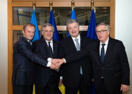 Дональд Туск, Антонио Таяни, Петр Порошенко, Жан-Клод Юнкер
