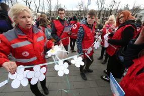 Participants of the street campaign "Time to stop tuberculosis"
