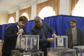 Polling station in Kiev in the presidential elections in Ukraine