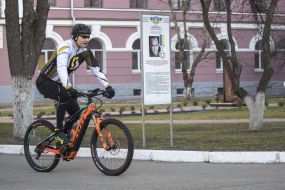 Vitali Klitschko on a bicycle