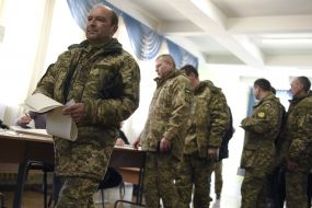 Servicemen at the polling station