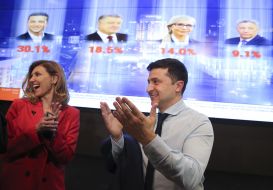 Vladimir Zelensky with his wife Elena