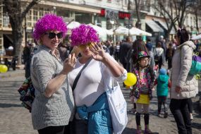 Women in pink wigs