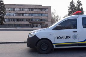 The police car near the defensive enterprise "Iskra"