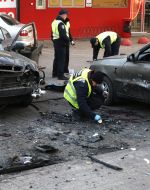 Chevrolet Evanda car damaged by explosion