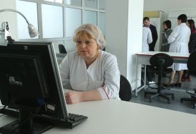 Medical staff at the Kyiv City Blood Center
