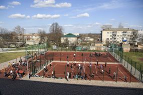 Schoolchildren on a sports ground