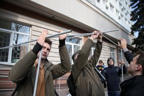 Activists set а tent