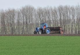 Трактор сеет агрокультуру 