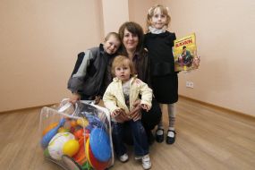 Family in a new building