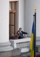 Петр Порошенко с супругой Мариной на балконе в АП