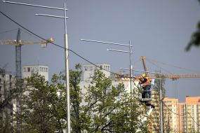 Installation of pillars of street lighting