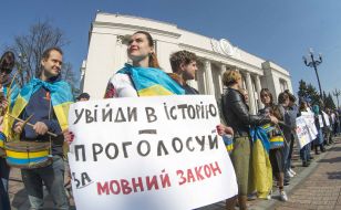 Meeting at Parliament demanding to take the language law