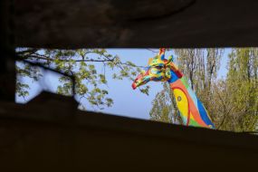 Giraffe sculpture in the zoo