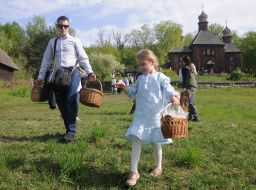 The girl is carrying an Easter basket