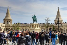 Tourists on the square near the Fisherman's Bastion