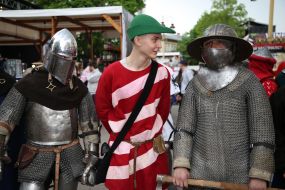 Men in costumes of knights