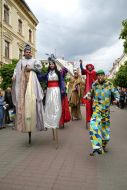 Actors of the theater "Resurrection" on stilts