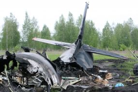 The fragments of the plane at the place of filming