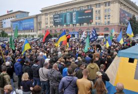 Rally against the demolition of a tent in Kharkov