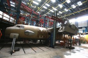 The body of the AN-148 aircraft on the test bench