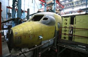 The body of the AN-148 aircraft on the test bench