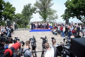 Media representatives during the presentation of the party of Svyatoslav Vakarchuk