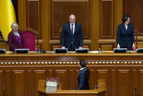 Irina Gerashchenko, Andrei Paruby, Oksana Syroed and Vladimir Zelensky