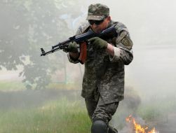 Fighter during exercise