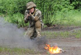Fighter during exercise