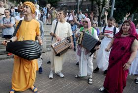 Participants of the Ratga Yatra Chariot Festival