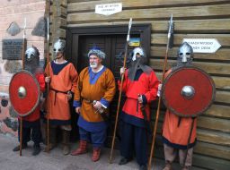 Knights in armor near the Golden Gate