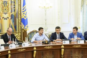 Andrey Bohdan, Andrey Paruby, Vladimir Zelensky and Vladimir Groisman