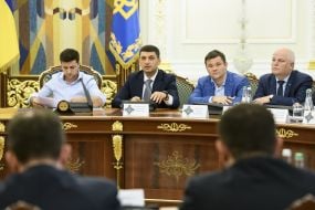 Stepan Kubiv, Andrey Bohdan, Vladimir Zelensky and Vladimir Groisman